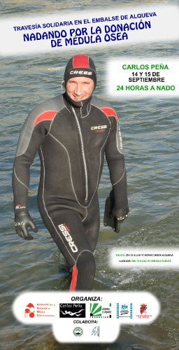 Carlos Peña y su reto de natación en el pantano de Alqueva