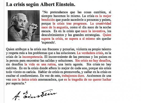 La crisis según Albert Einstein