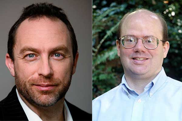 Jimmy Wales (izquierda) y Larry Sanger (derecha) Co-fundadores de la Wikipedia