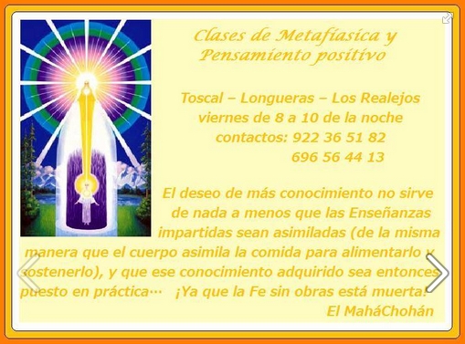 Clases de Metafíasica y Pensamiento Positivo en el municipio de Los Realejos, Tenerife.