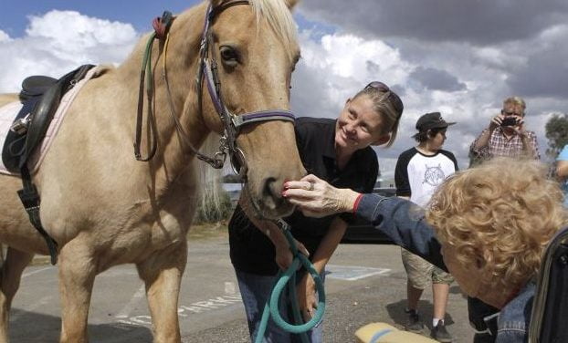 Una mujer de 90 años cumple su sueño de montar a caballo por primera vez en su vida