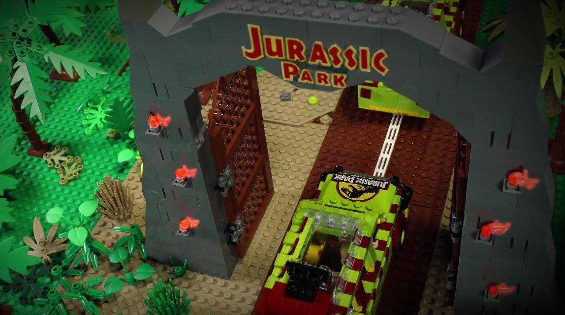 Un padre y su hija recrean la película de Parque Jurásico utilizando piezas de Lego