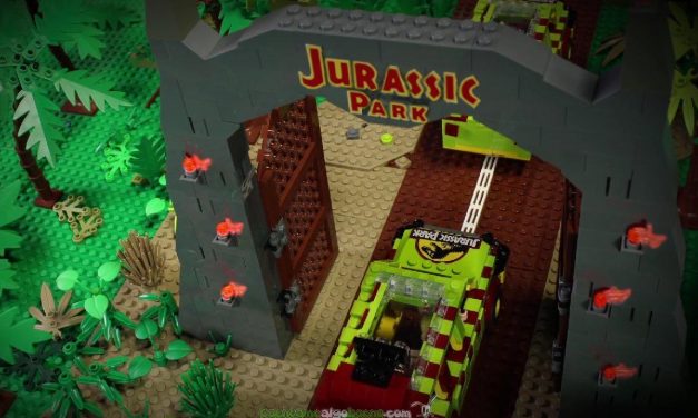 Un padre y su hija recrean la película de Parque Jurásico utilizando piezas de Lego