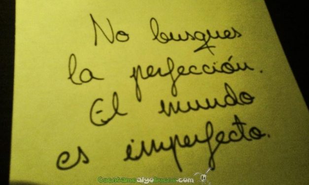 No busques la perfeccción, el mundo es imperfecto.