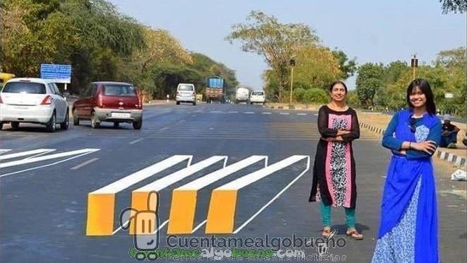 Crean un paso de cebra con ilusión óptica de elevación