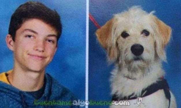 Harry y su perro Taffy posan para el anuario escolar