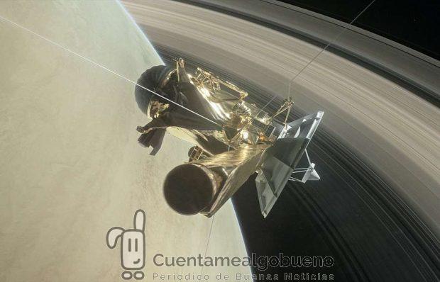 La sonda Cassini comenzando el descenso. Foto: ESA.