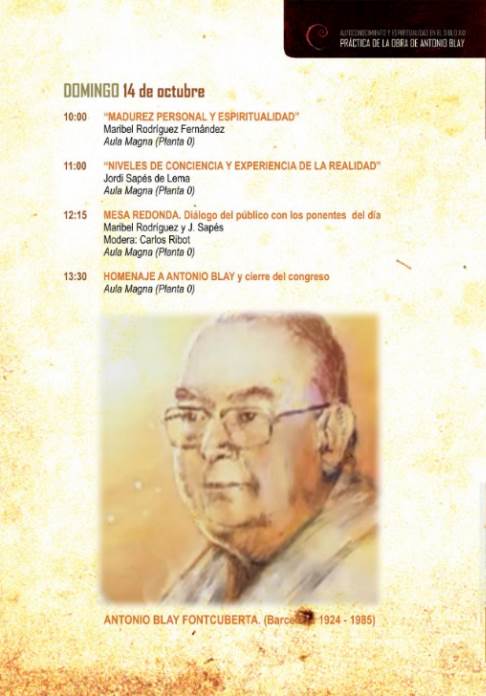 Congreso Antonio Blay: programa para el domingo 14 de octubre de 2018