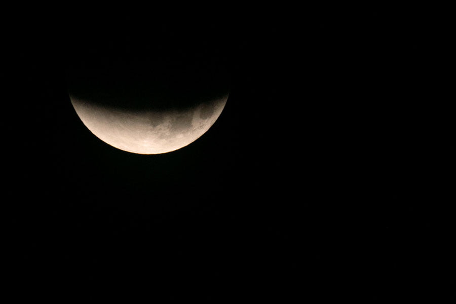 Eclipse de luna del 31 de enero visto desde la Pirámide B en la zona arqueológica de Tula (México) Foto cortesía de Culturacdmx