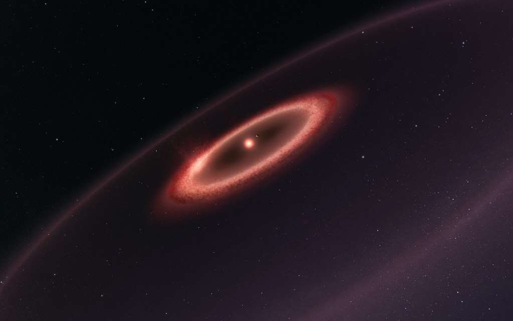 Concepción artística de los cinturones de polvo en torno a Próxima Centauri. Fuente: ESO.